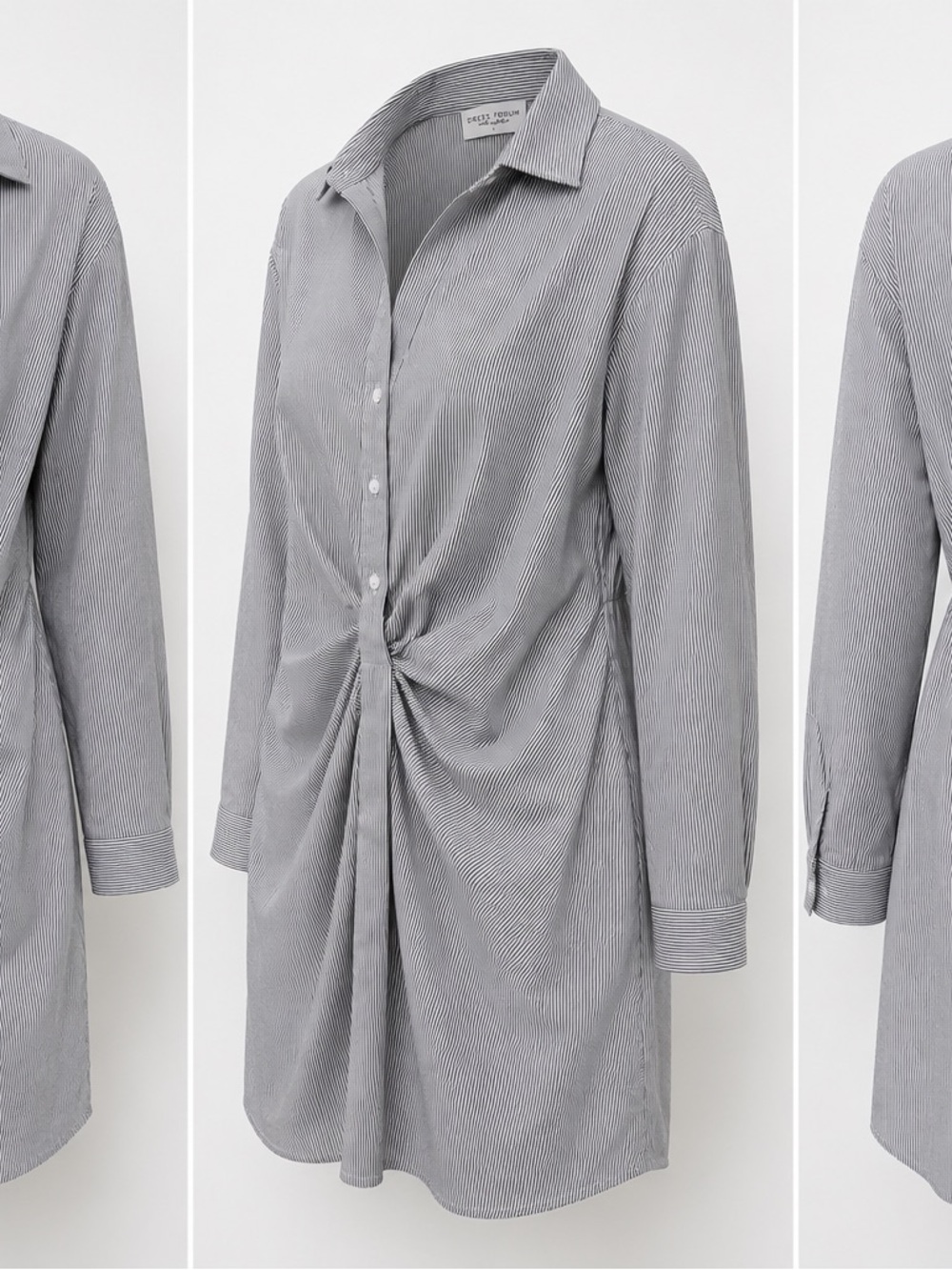 Dress Forum Grey Pinstripe Twist-Front Mini Dress